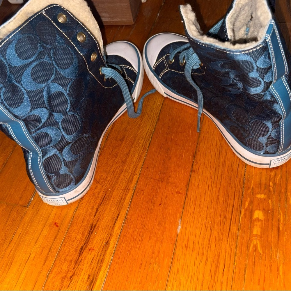 Coach High-Top Sneakers with Logo Pattern - Picture 3 of 14